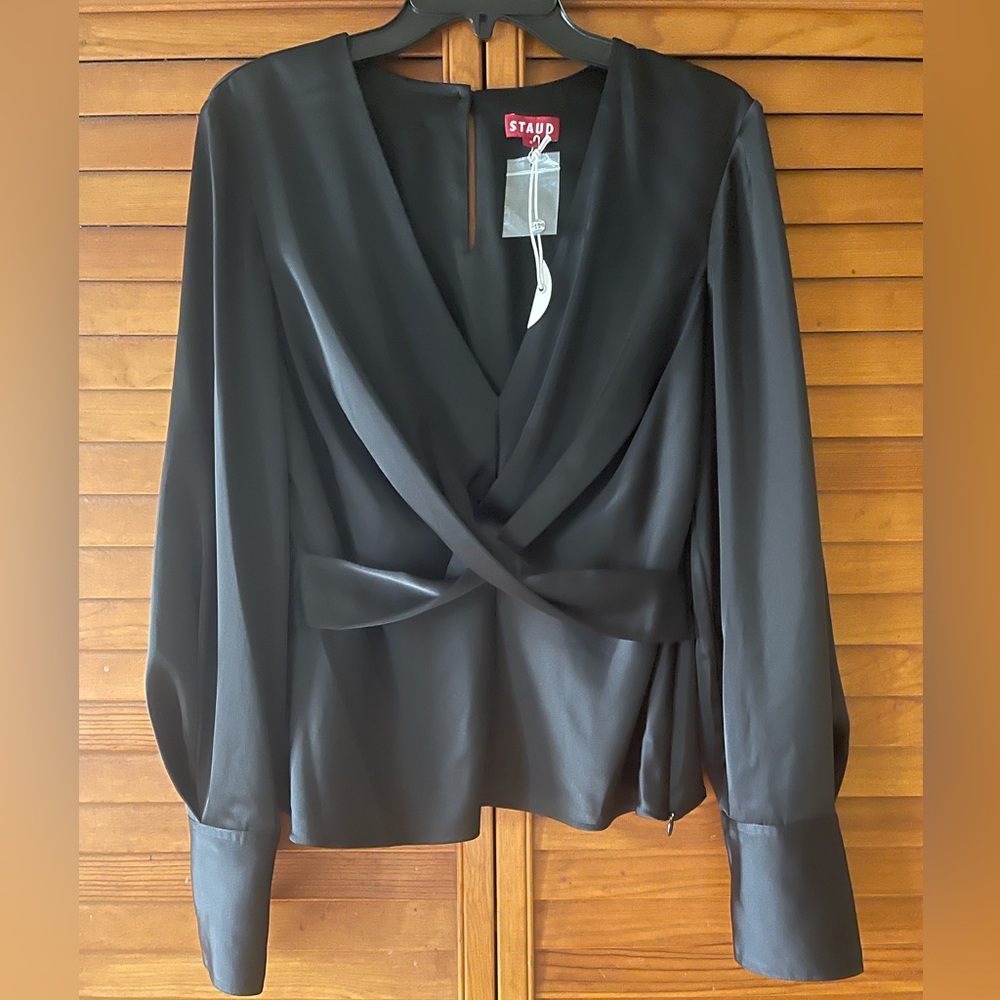STAUD Madison Blouson Sleeve Top In Black. Size 8 Women
#132